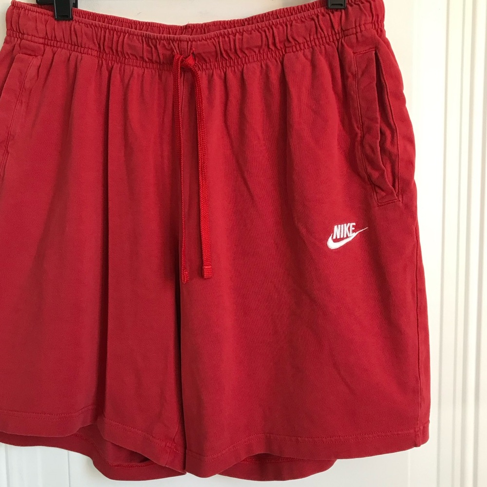 NIKE Men's XL Red Casual Athletic Sports Drawstring Fleece Shorts w/pockets GUC - Picture 8 of 14